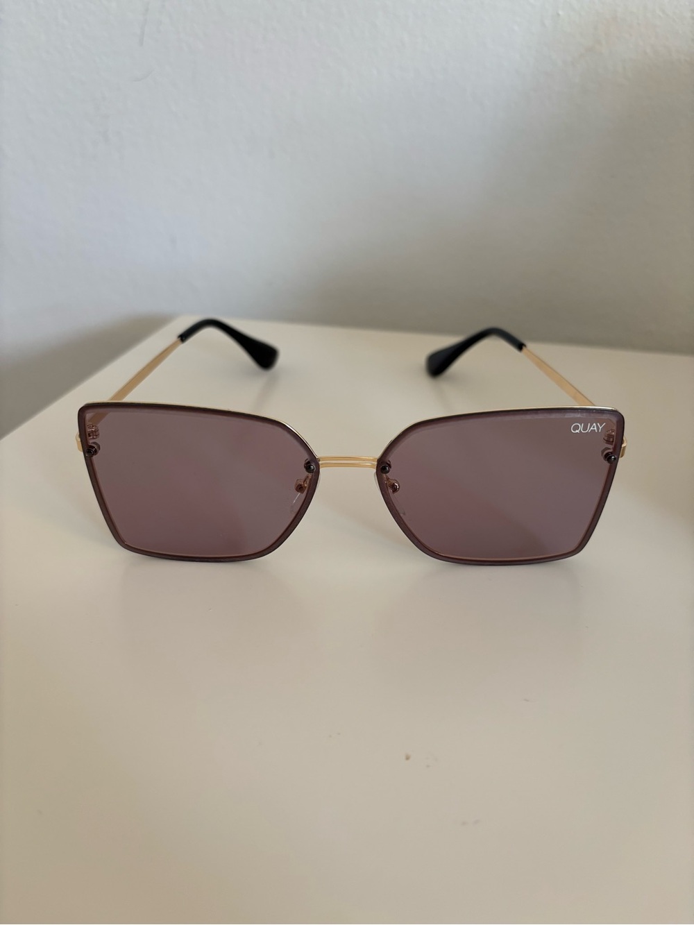 Quay Australia Gold-Frame Sunglasses with Purple Lenses